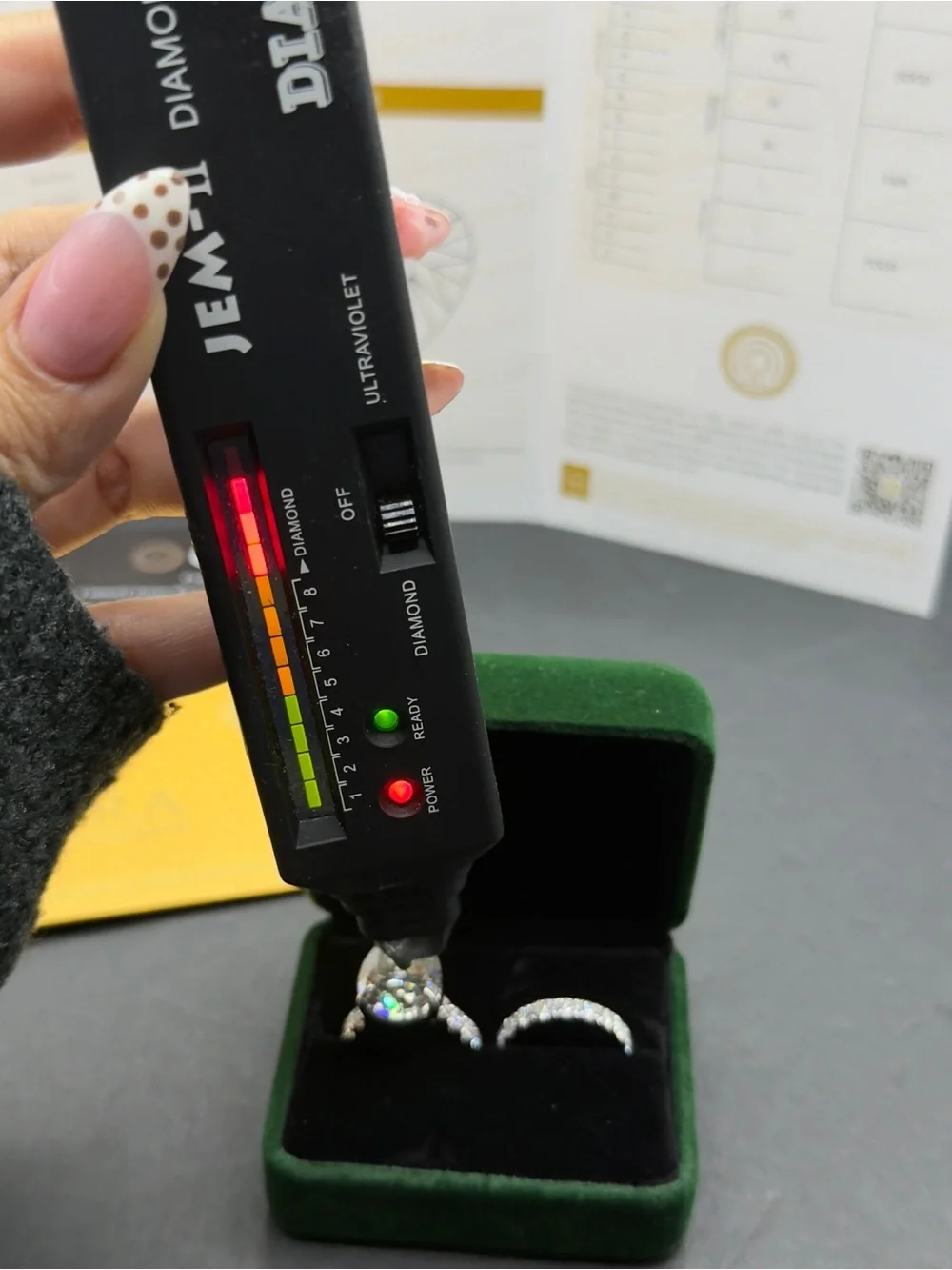 10ct pear Moissanite with 2cttw eternity band engagement ring set sz6
